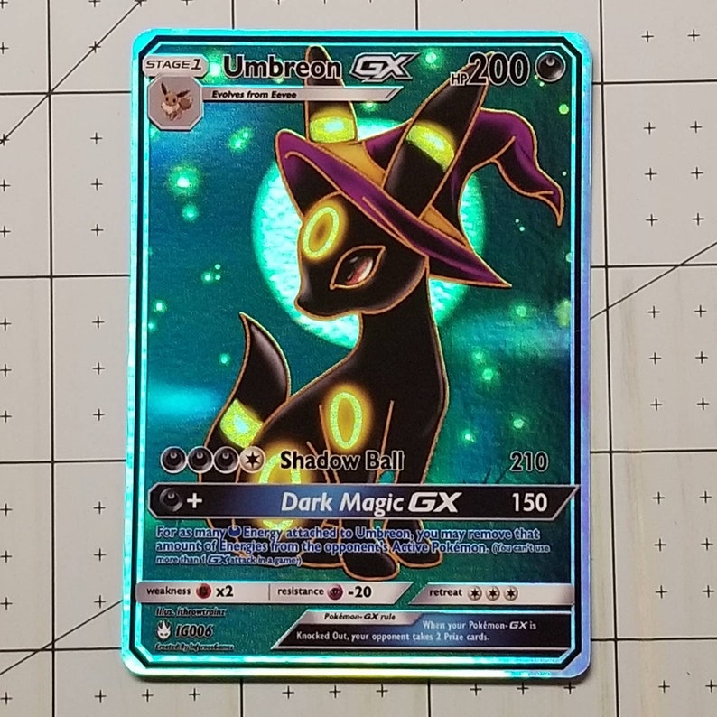 Witch Hat Umbreon GX Full Art Rainbow Holo Custom Orica Etsy