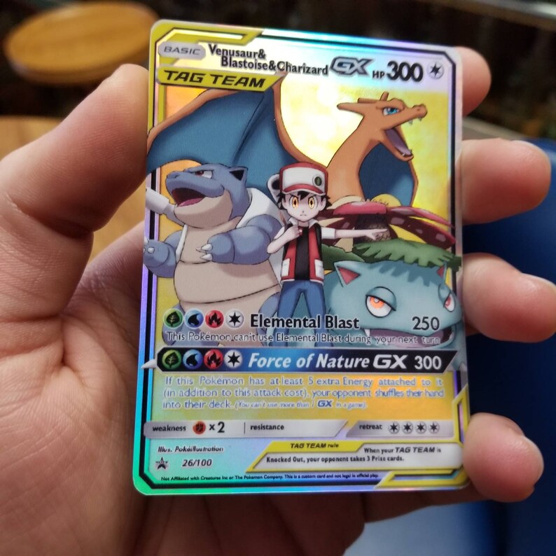 Red's Team Charizard Blastoise Venusaur Tag Team GX Full | Etsy