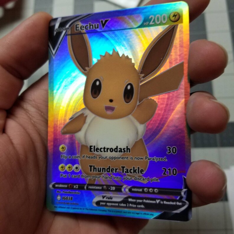 Eechu Fusion V Full Art Holo Custom Orica Pokemon Card Eevee Etsy