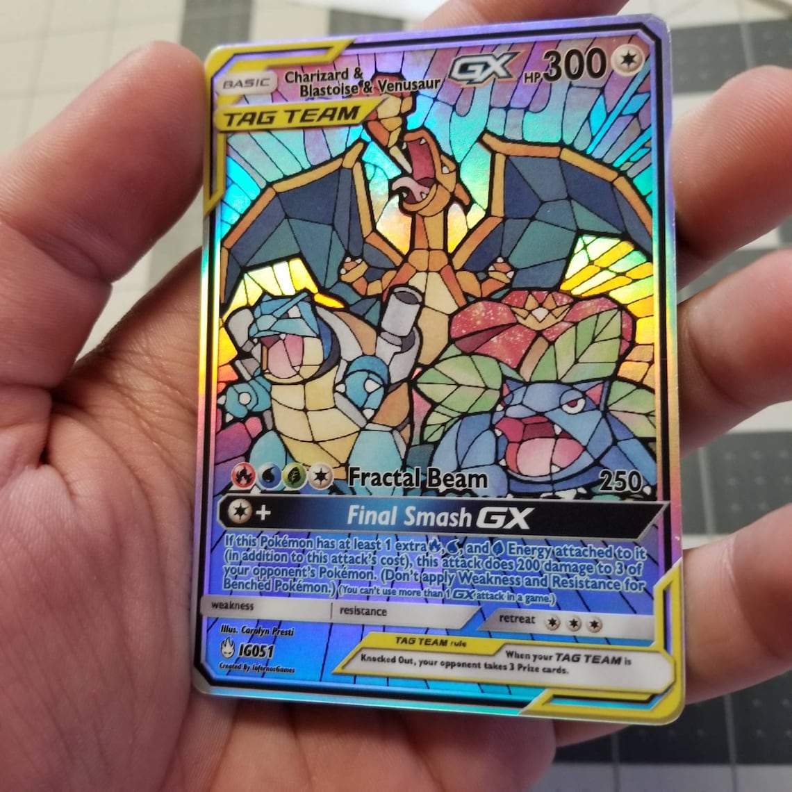 Charizard Blastoise and Venusaur GX Stained Glass Full Art Etsy