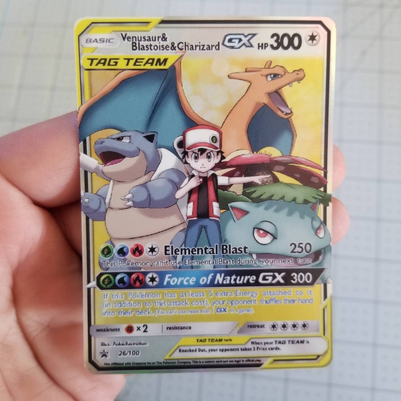 Red's Team Charizard Blastoise Venusaur Tag Team GX Full | Etsy