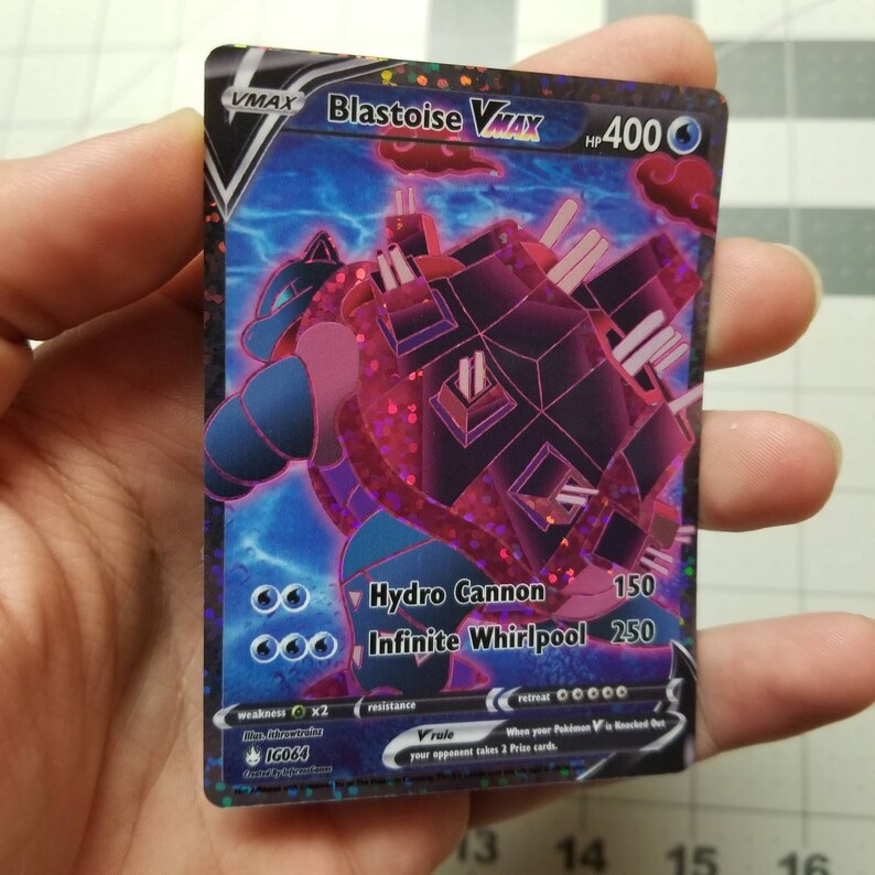 Blastoise V Max Full Art Rainbow Sparkle Holo Custom Orica | Etsy
