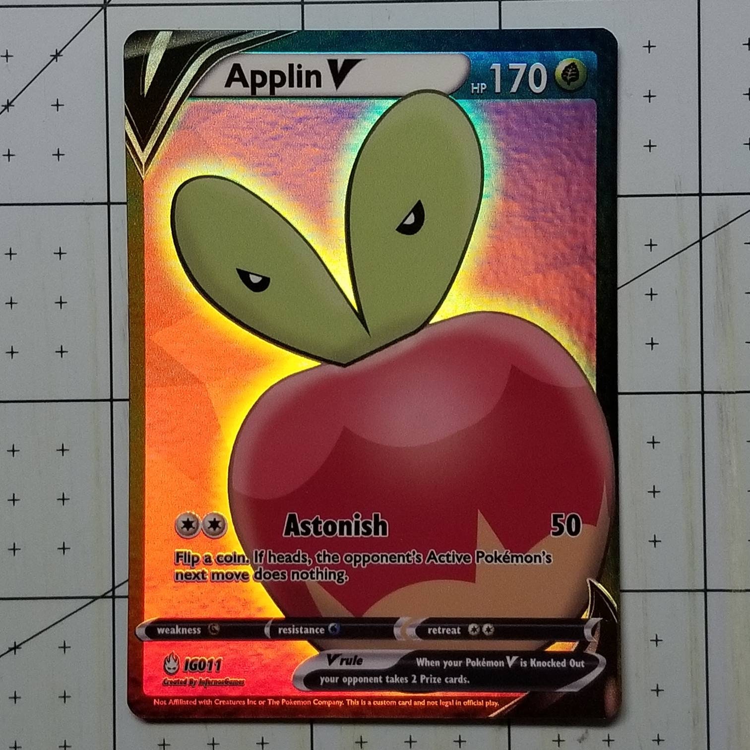 Applin V Full Art Rainbow Holo Custom Orica Pokemon Card Sword Etsy