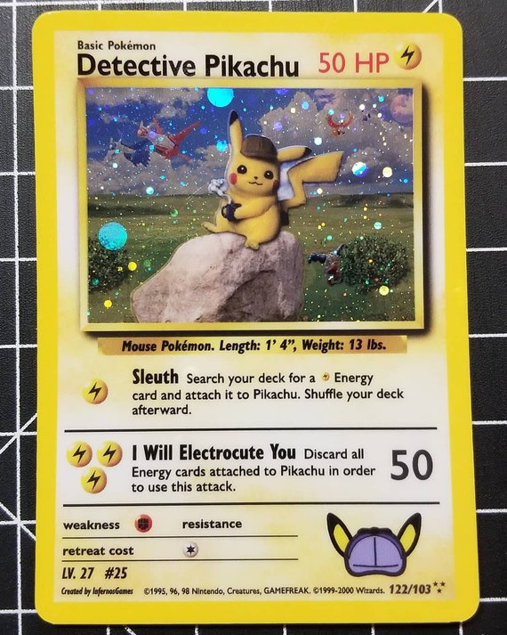1st Edition Realistic Holo Detective Pikachu Vintage Wotc Style Custom Orica Pokemon Card