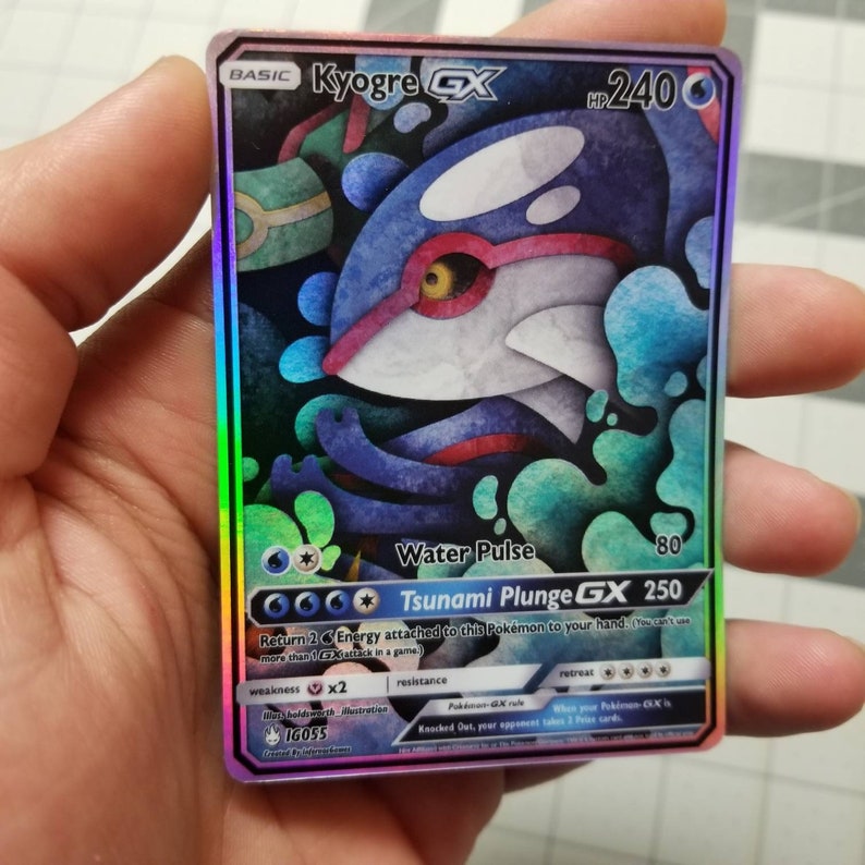 Kyogre GX Full Art Rainbow Holo Tarot Card Custom Orica | Etsy