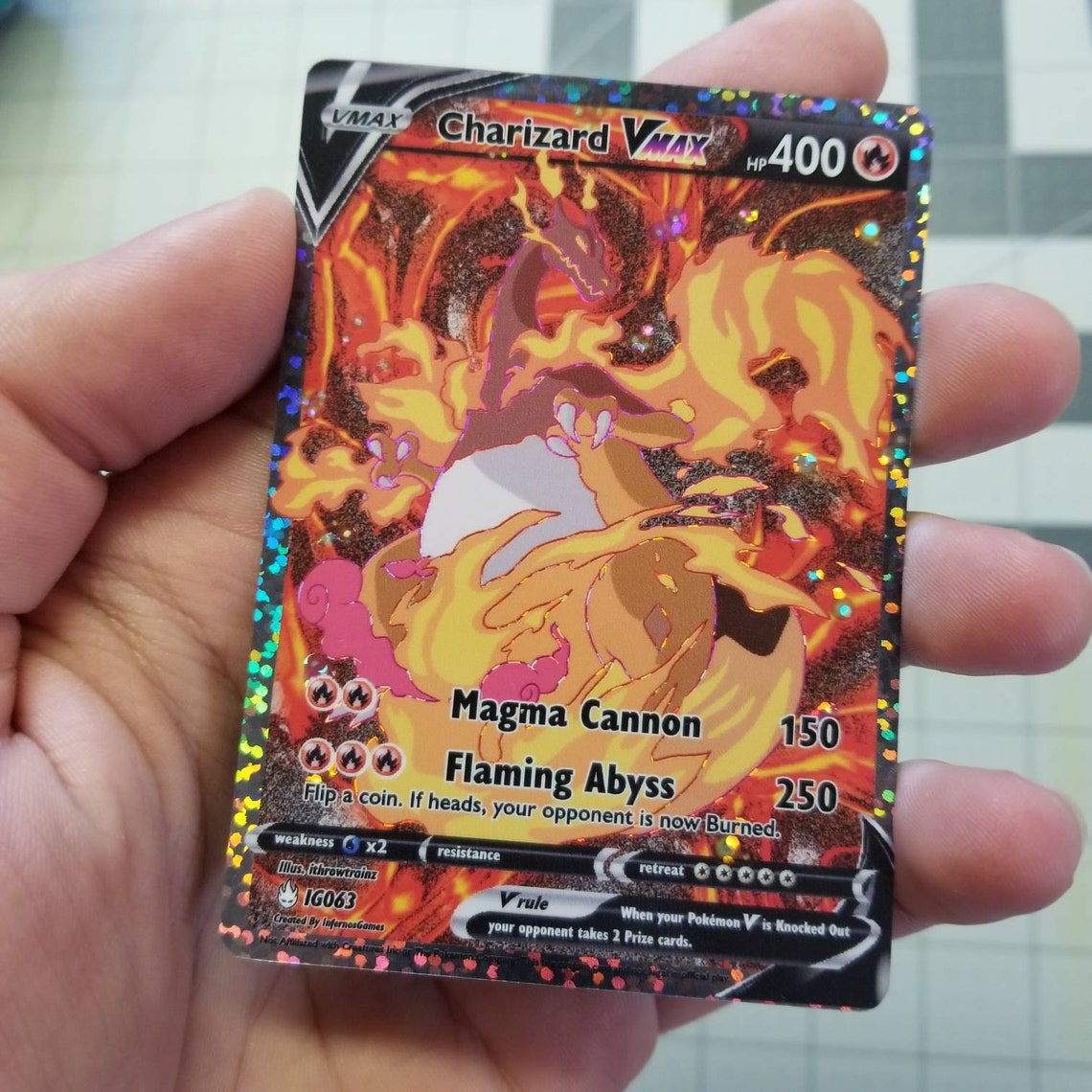 Charizard V Max Full Art Rainbow Sparkle Holo Custom Orica | Etsy