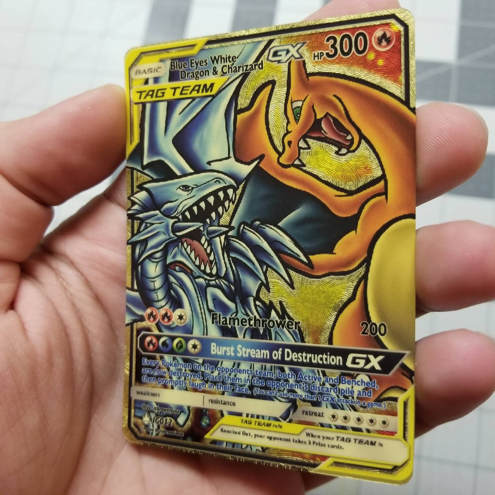 Blue Eyes White Dragon & Charizard GX Full Art Golden Texture Etsy
