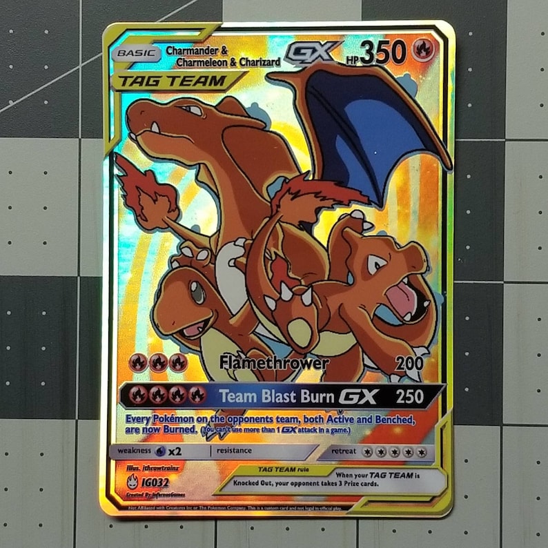 Charmander Charmeleon & Charizard Tag Team GX Full Art Etsy