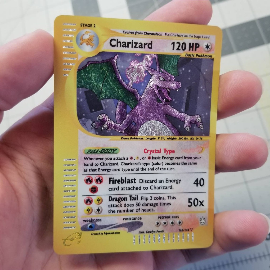 Crystal Charizard Shiny Holo Rare Vintage WOTC Skyridge Style Etsy