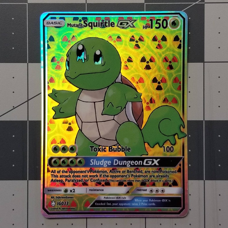 Mutant Squirtle GX Full Art Rainbow Holo Custom Alteration Etsy