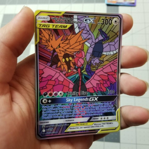 Galarian Moltres Zapdos Articuno Gx Stained Glass Full Art Etsy