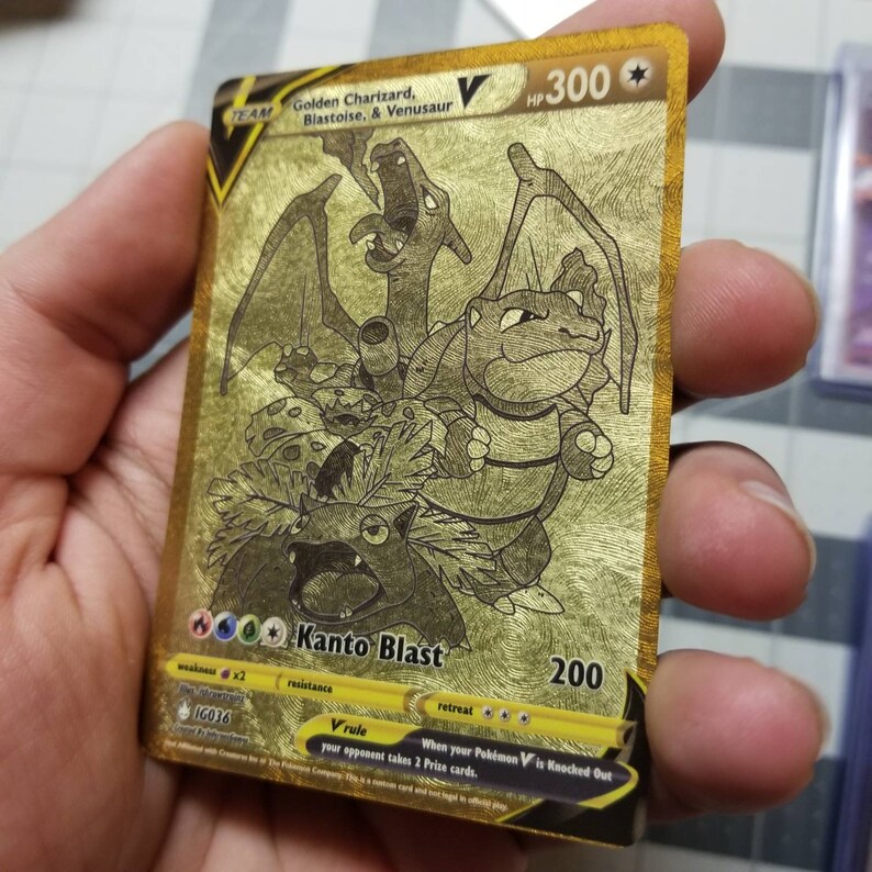 Golden Charizard Blastoise & Venusaur V Full Art Gold Leaf | Etsy