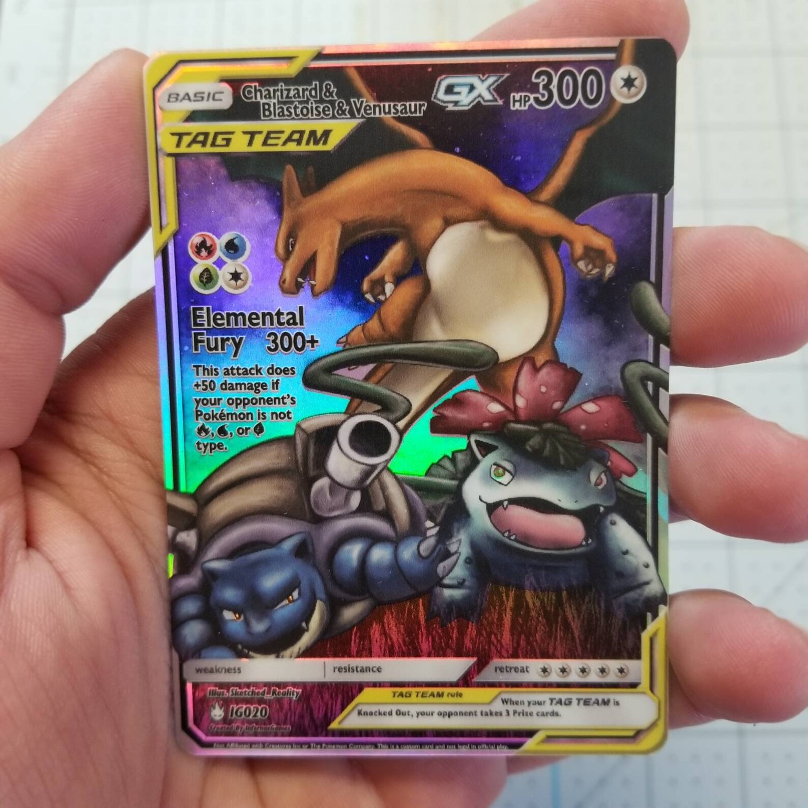Charizard Blastoise Venusaur GX Full Art Rainbow Holo Custom Etsy