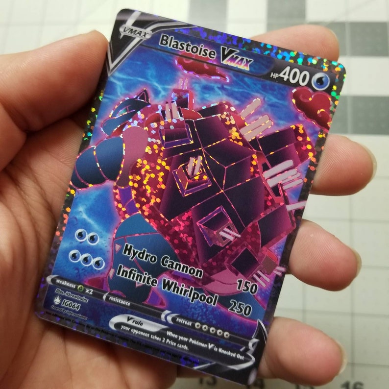 Blastoise V Max Full Art Rainbow Sparkle Holo Custom Orica | Etsy