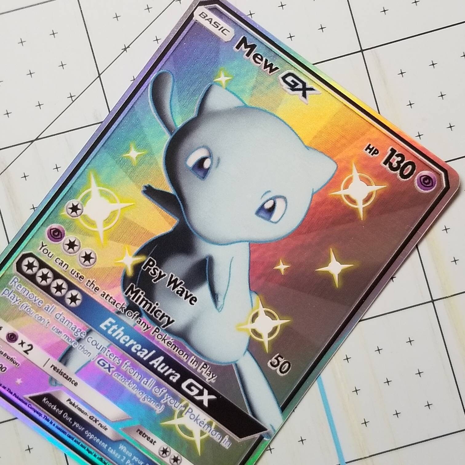 Shiny Mew GX Full Art Rainbow Holo Custom Orica Pokemon Card | Etsy