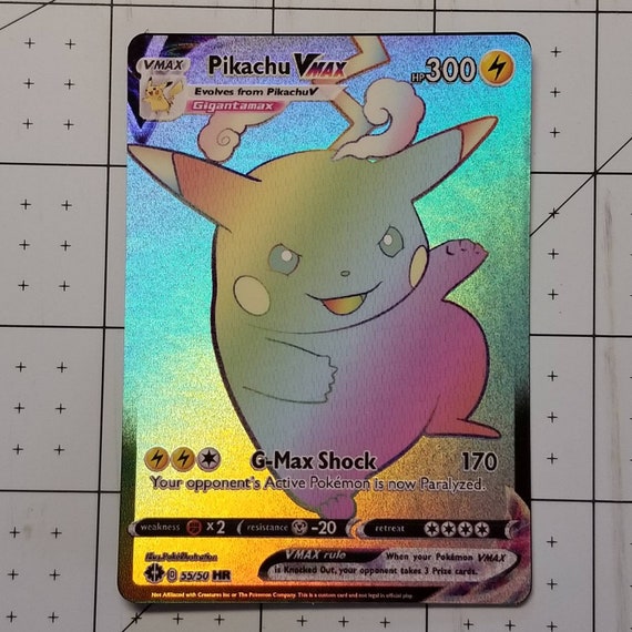 Pikachu Gigantamax V Full Art Rainbow Rare Holo Custom Orica Etsy