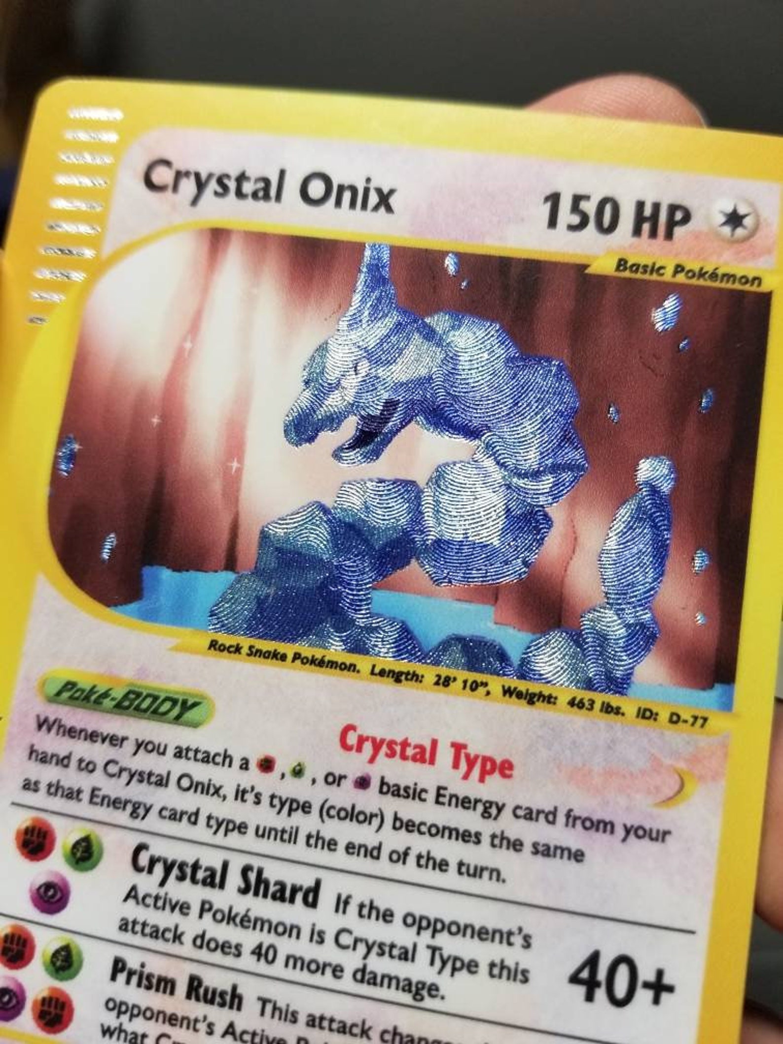 Crystal Onix Textured Silver Holo Rare Vintage WOTC Skyridge Etsy