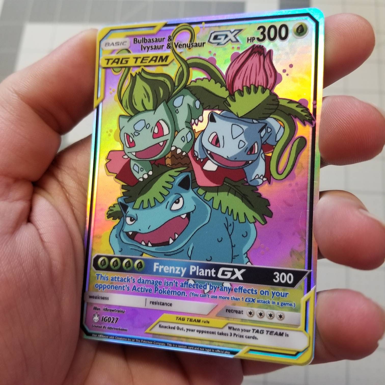 Bulbasaur Ivysaur & Venusaur Tag Team GX Full Art Rainbow