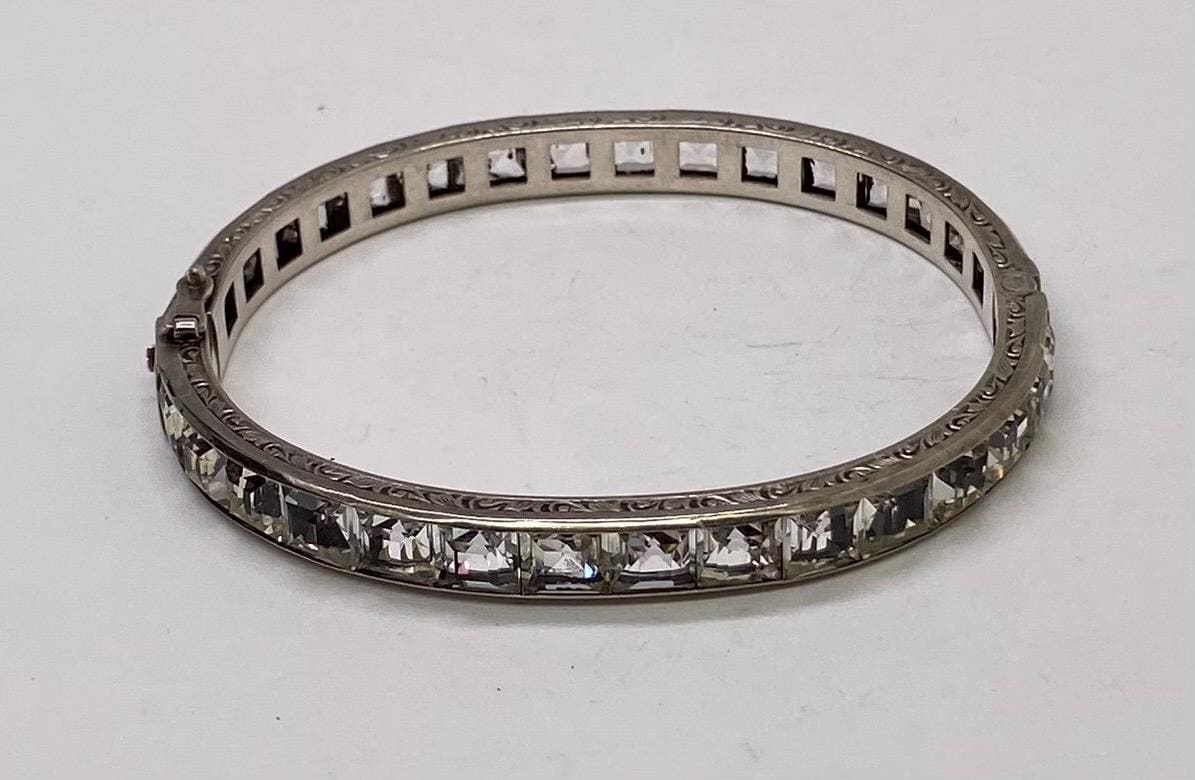 Vintage | Jewelry | Vintage Victorian Silver Bracelet With  Vintage Victorian Silver Bracelet with Crystal Accents main image 1