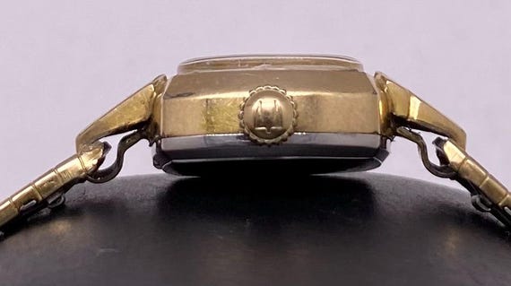 Vintage Bulova 10k Gold Filled Watch Swiss Mechanical Brown Dial Ladies Watch View 4