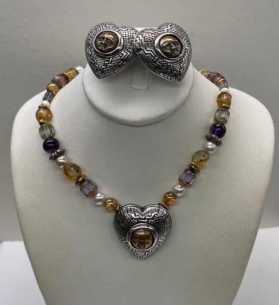 Vintage Robert Shields Signed Sterling Heart Shap… - image 1