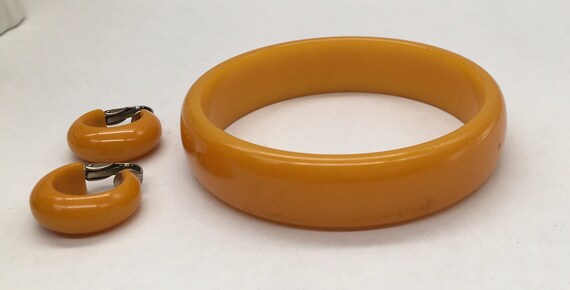 Bracelet En Bakélite Jaune Ambrée - Occasion, Bijou Vintage Sans Marque