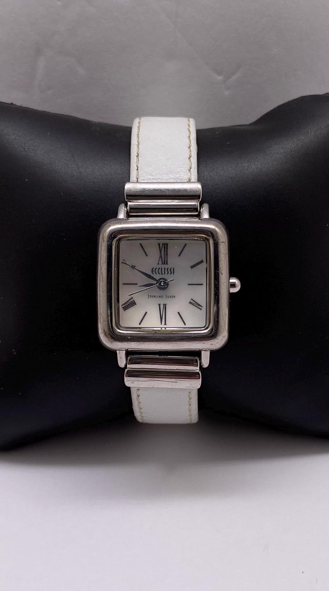 Ecclissi Sterling Silver Watch with White Leather Strap s-l400.jpg main image 2
