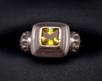 Sterling Silver Yellow Citrine Ring Size 7