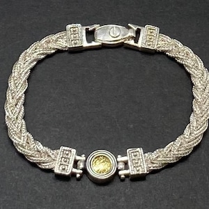 Vintage Sterling Silver Art Deco Coin Mesh Bracelet