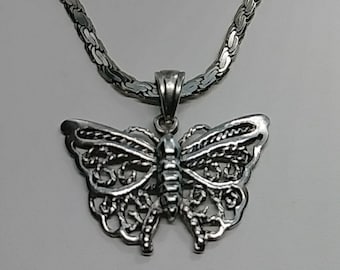 Sterling Silver Butterfly Pendant Necklace