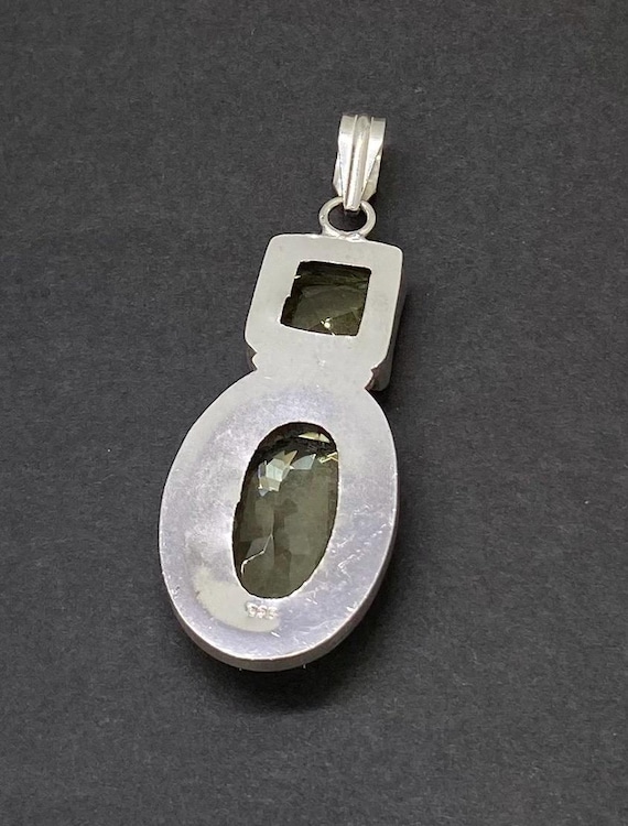 925 Sterling Silver Huge Lemon Citrine Pendant - image 4