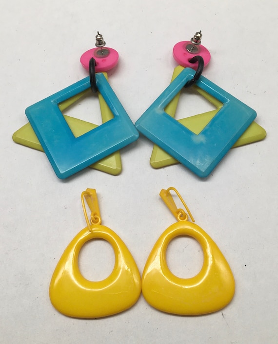 Vintage 80’s Geometric Dangle Earrings - image 4