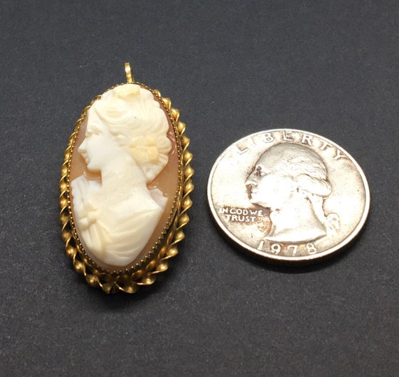 Antique Vintorian 12k GF Hand Carved Shell Cameo … - image 2