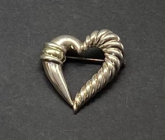 David Yurman Sterling Silver 14K Yellow Gold Cable Heart Brooch Pin Etsy