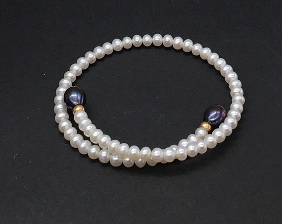 Vintage Genuine Pearl Bracelet Wrapped Around Byp… - image 2