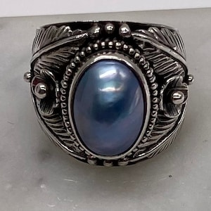 Vintage Sterling Silver Mabe Pearl Ring