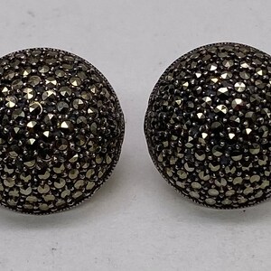 Vintage Judith Jack Sterling Silver & Marcasite Huge Earrings