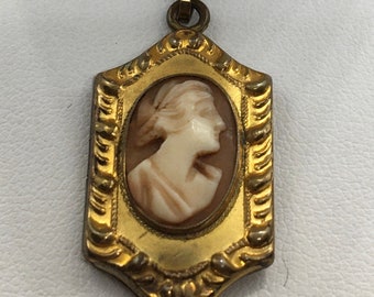 Antique victorian rare 12k gold gf cameo photo locket pendant