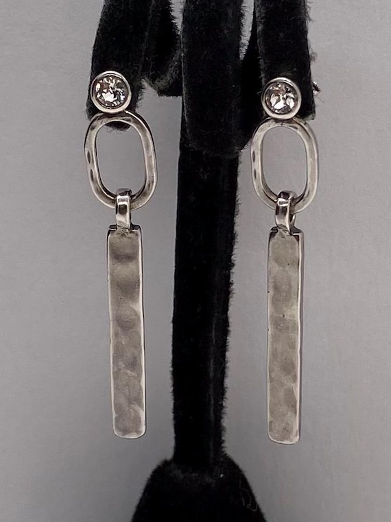 Chapin and Hollister C&H 925 Sterling Silver CZ Asymmetrical Dangle Earrings