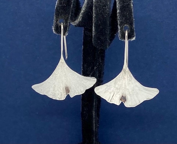 Sterling Silver Gingko Leaf Drop Earrings