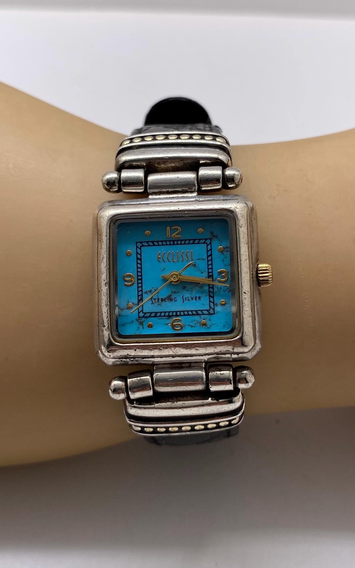 Ecclissi Sterling Silver 925 Turquoise Tone Watch Vintage Ecclissi Sterling Silver Turquoise Watch 22490 main image 3
