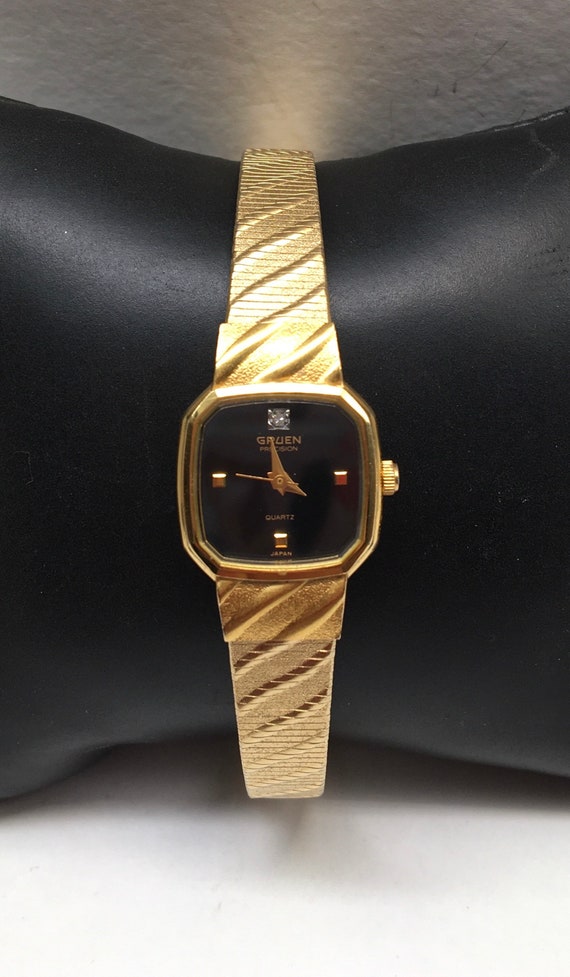 Vintage Gruen Precision Diamond Gold Plated Ladies