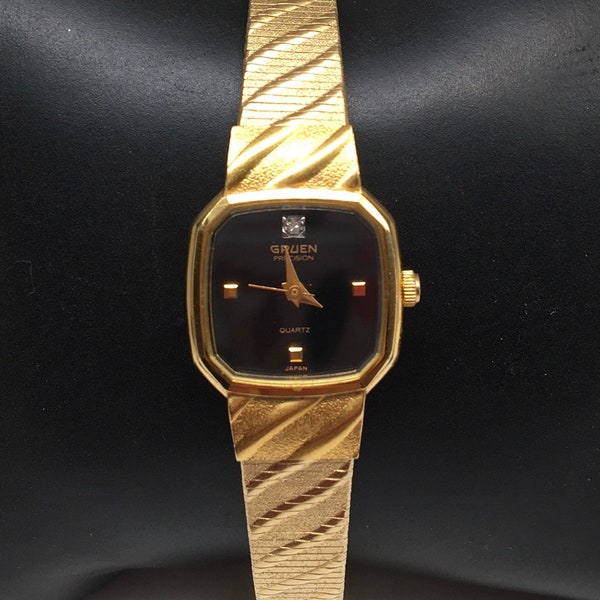 Vintage Gruen Precision Diamond Gold Plated Ladies Watch