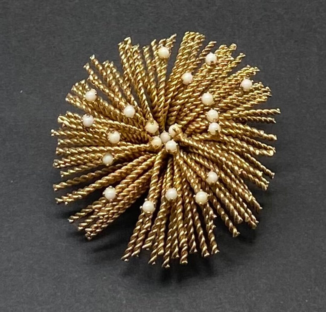 Vintage Gold Tone Starburst Rope Textured Abstract Dome Brooch - Etsy