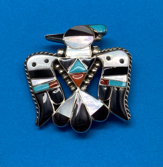 Coral Wagonwheel Vintage Native American Zuni Sterling Silver Pin Pendant Coral Wagonwheel Vintage Native American Zuni Sterling Silver Pin Pendant