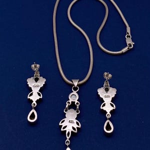 Vintage Sterling Silver & Pearl Smoky Quartz, Citrine Necklace with Matching Earring Set image 4