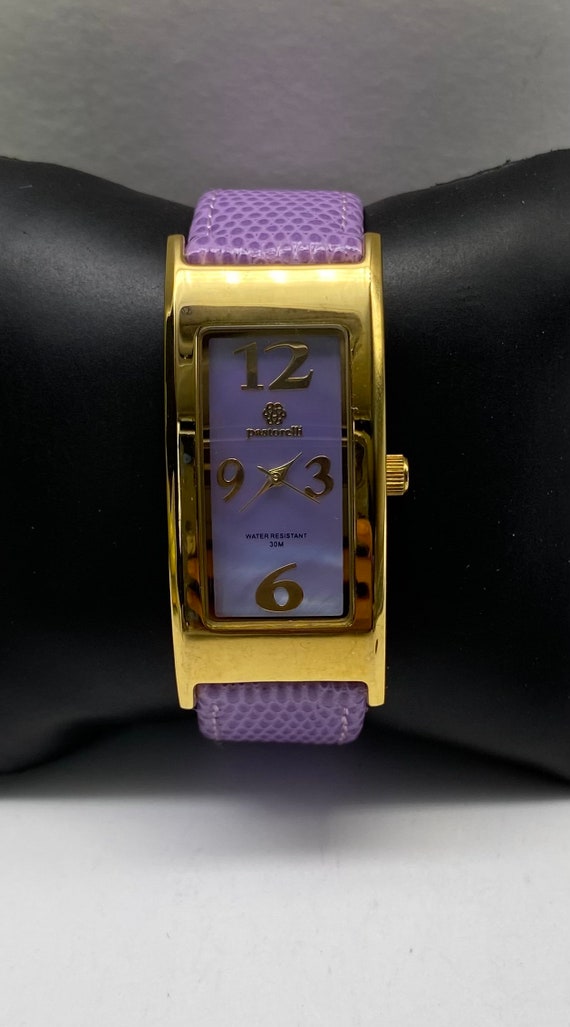 Pastorelli Gold Plated MOP Purple Leather Watch