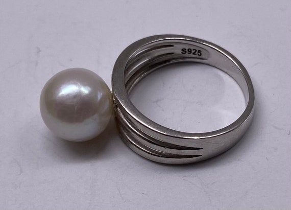 Sterling Silver Genuine Pearl Ring Size 9.25 - image 4