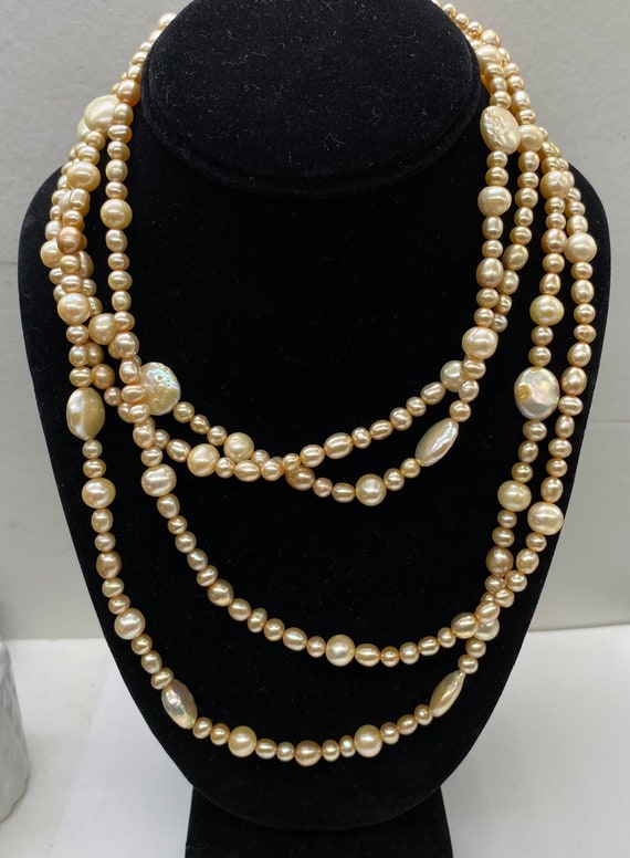 Vintage Genuine Pearl Multi Strand Necklace