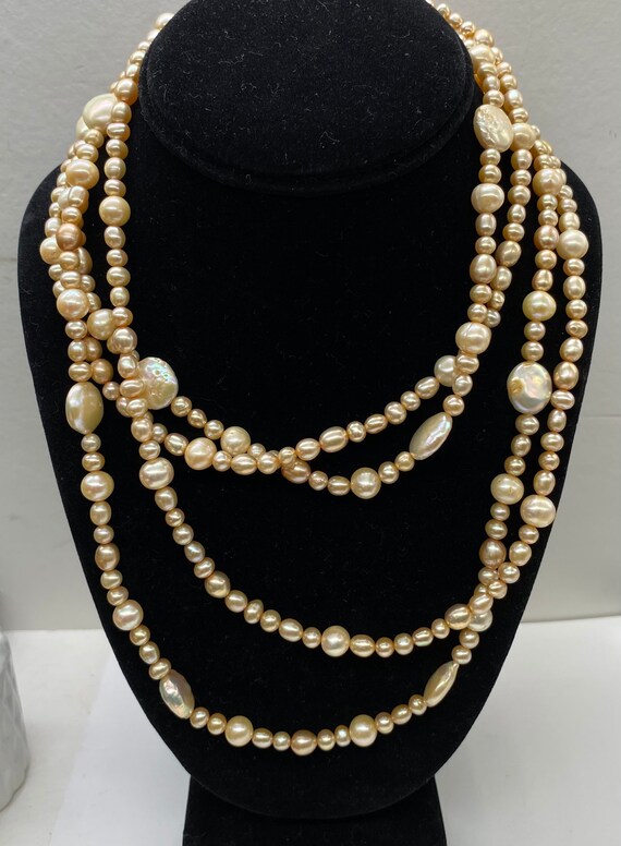 Vintage Genuine Pearl Multi Strand Necklace